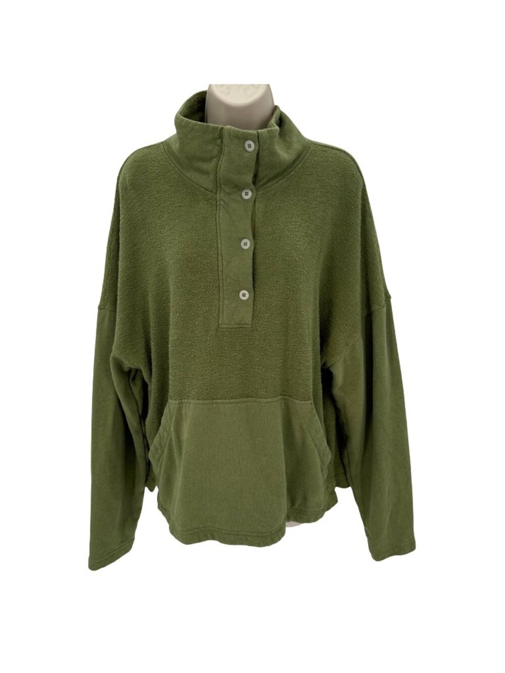 REI Co-op Green Hemp & Cotton Blend Kangaroo Pocket Pullover Medium